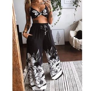 🦋2 Piece Boho Crop Top+Wide Leg Set🦋